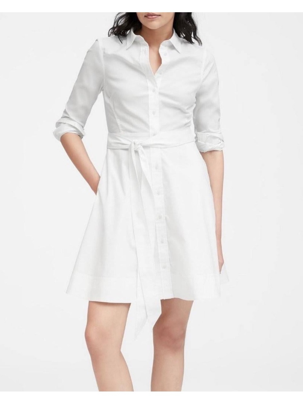Banana Republic White Collared Button Down Dress